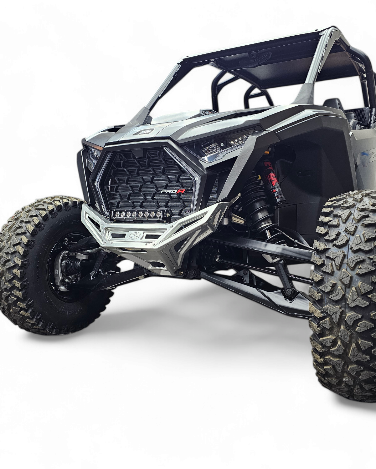 2022-2026 Polaris RZR Pro R, Pro S, Turbo R Machined Billet Front Winch Bumper (Clear Anodize)