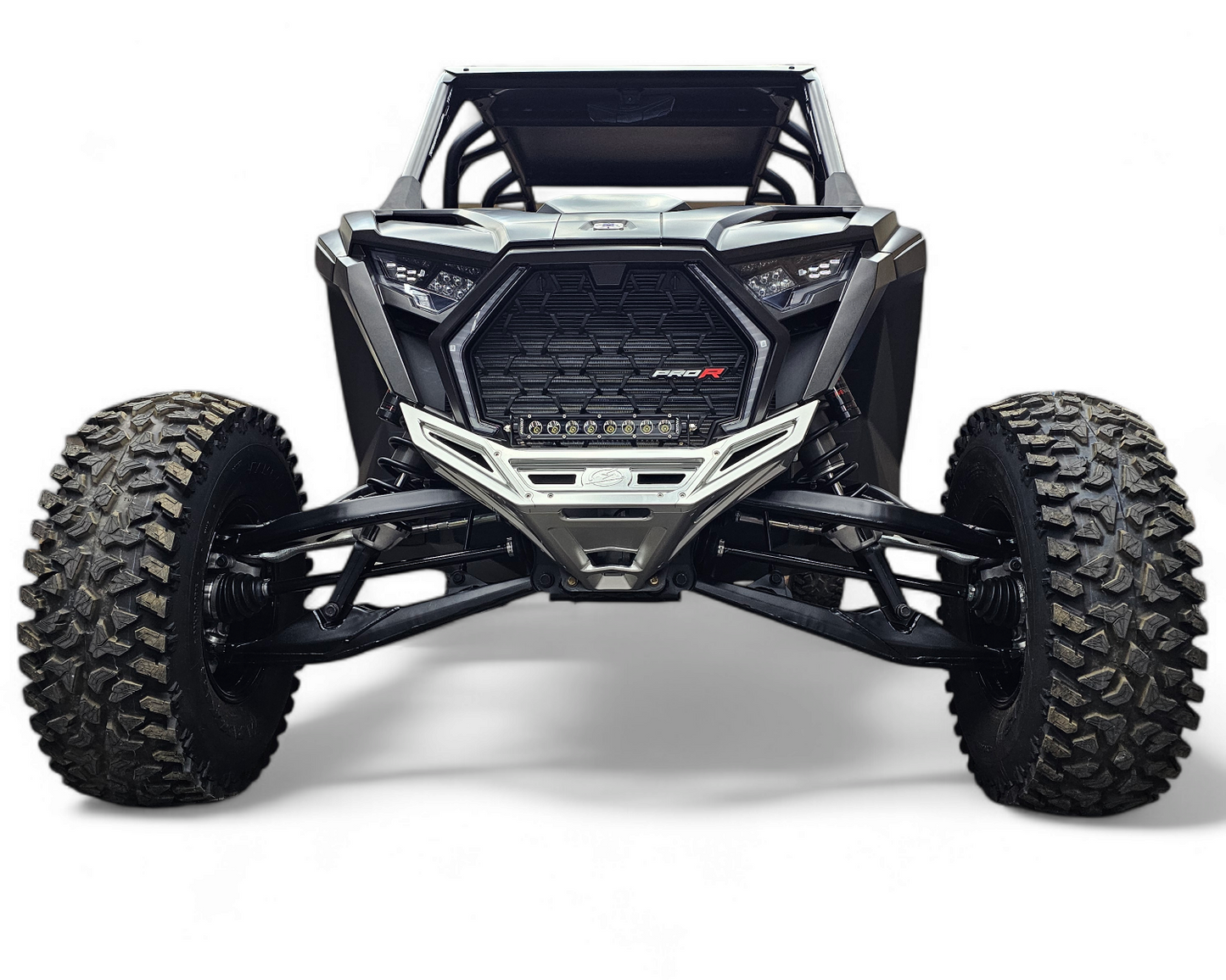 2022-2026 Polaris RZR Pro R, Pro S, Turbo R Machined Billet Front Winch Bumper (Clear Anodize)