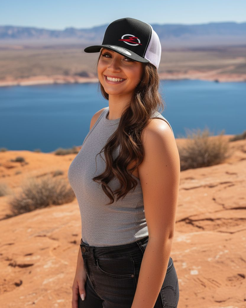 Classics 2-Tone Trucker Hat Black/White, White/Red Elektric Logo